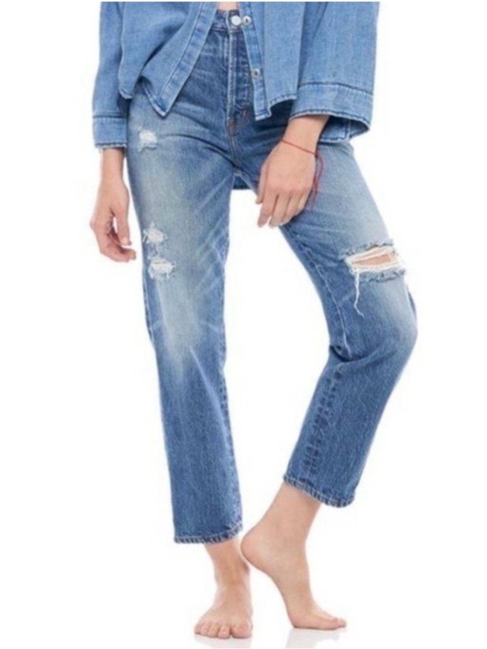 Free People SR vs. Sandrine Rose Distressed Blue Denim Jeans - Size 31